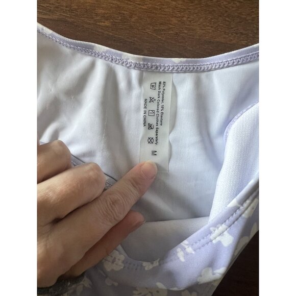 NWT Lavender Floral Bikini Set Medium Bandeau Top & High Cut Bottoms Swimwear - Picture 5 of 7